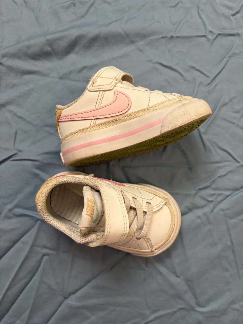 Nike White and Pink Toddler Velcro Sneakers